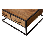 vierkante salontafel van mangohout met lades aan beide zijdes 80x80 cm