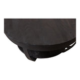 zwarte ronde salontafel van mangohout met plateau 90 cm breed
