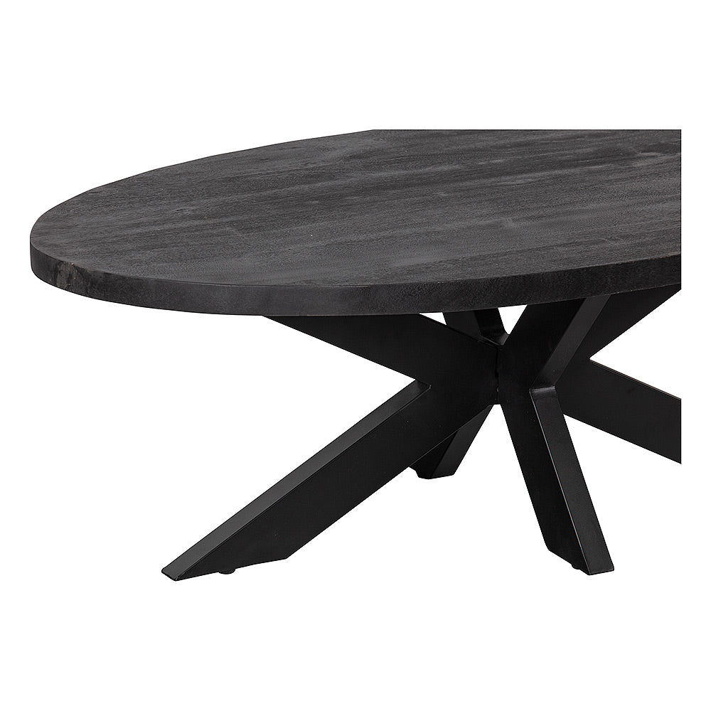 zwarte ovale salontafel van mangohout