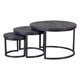 Mangohouten Salontafels Ula Set van 3 Zwart