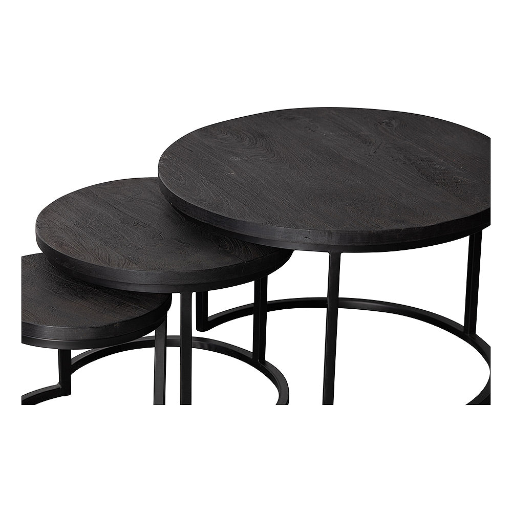 Mangohouten Salontafels Ula Set van 3 Zwart