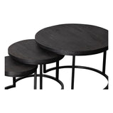 Mangohouten Salontafels Ula Set van 3 Zwart