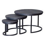 Mangohouten Salontafels Ula Set van 3 Zwart