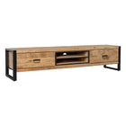 mangohouten tv meubel met 2 lades 200 cm breed