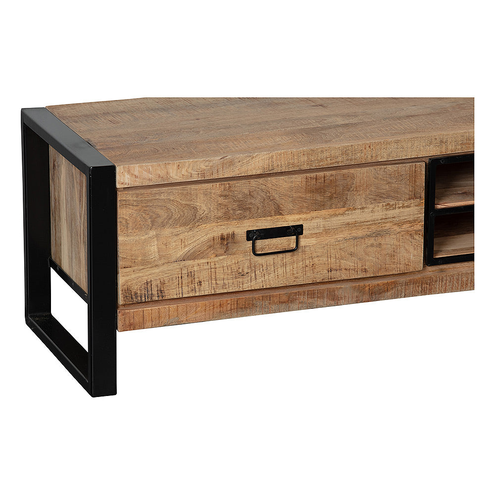 mangohouten tv meubel met 2 lades 200 cm breed