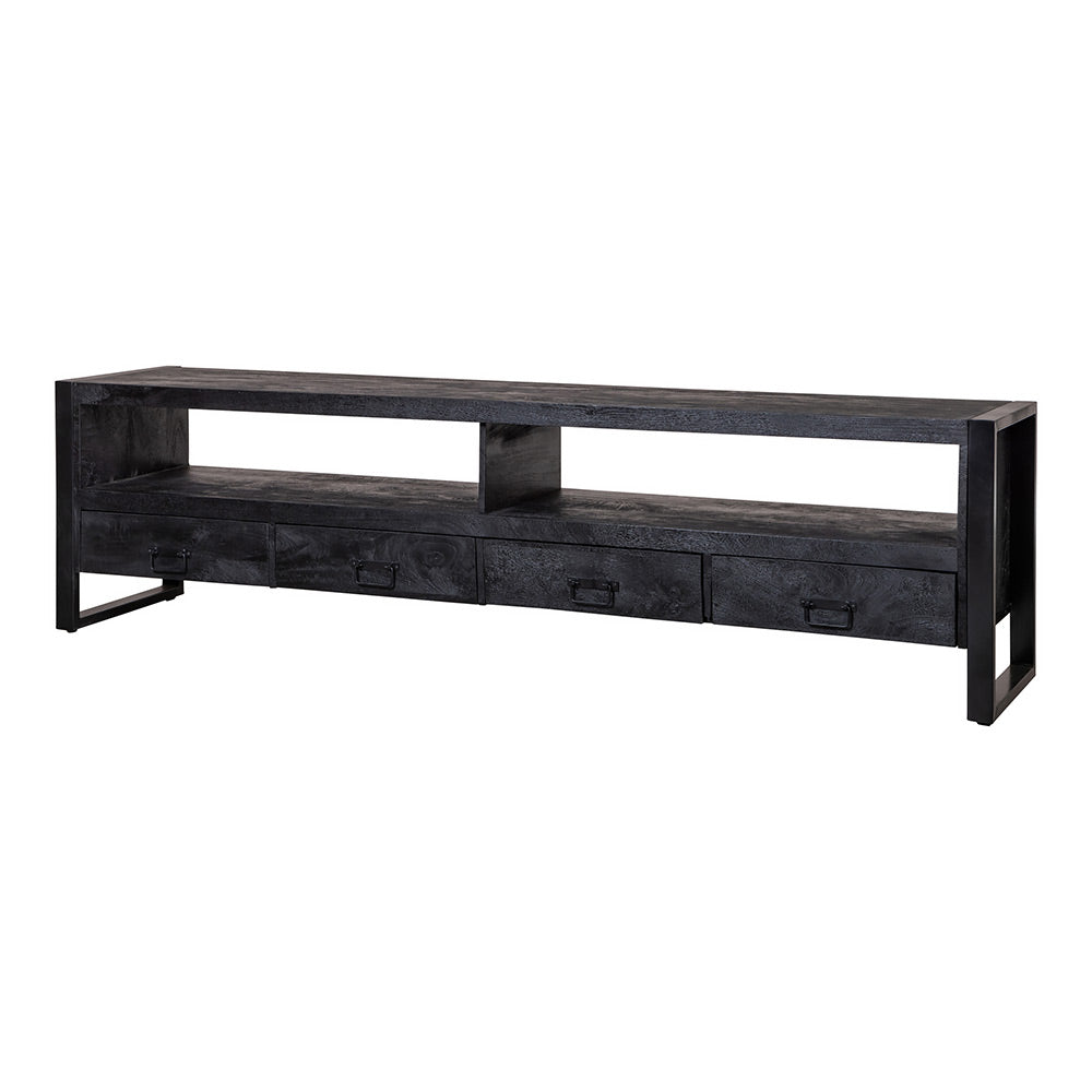 Mangohouten TV Meubel Kensi 220 cm Zwart