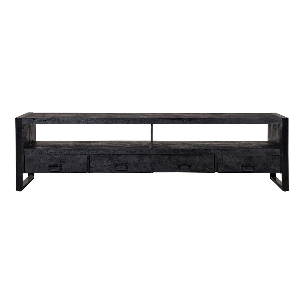Mangohouten TV Meubel Kensi 220 cm Zwart