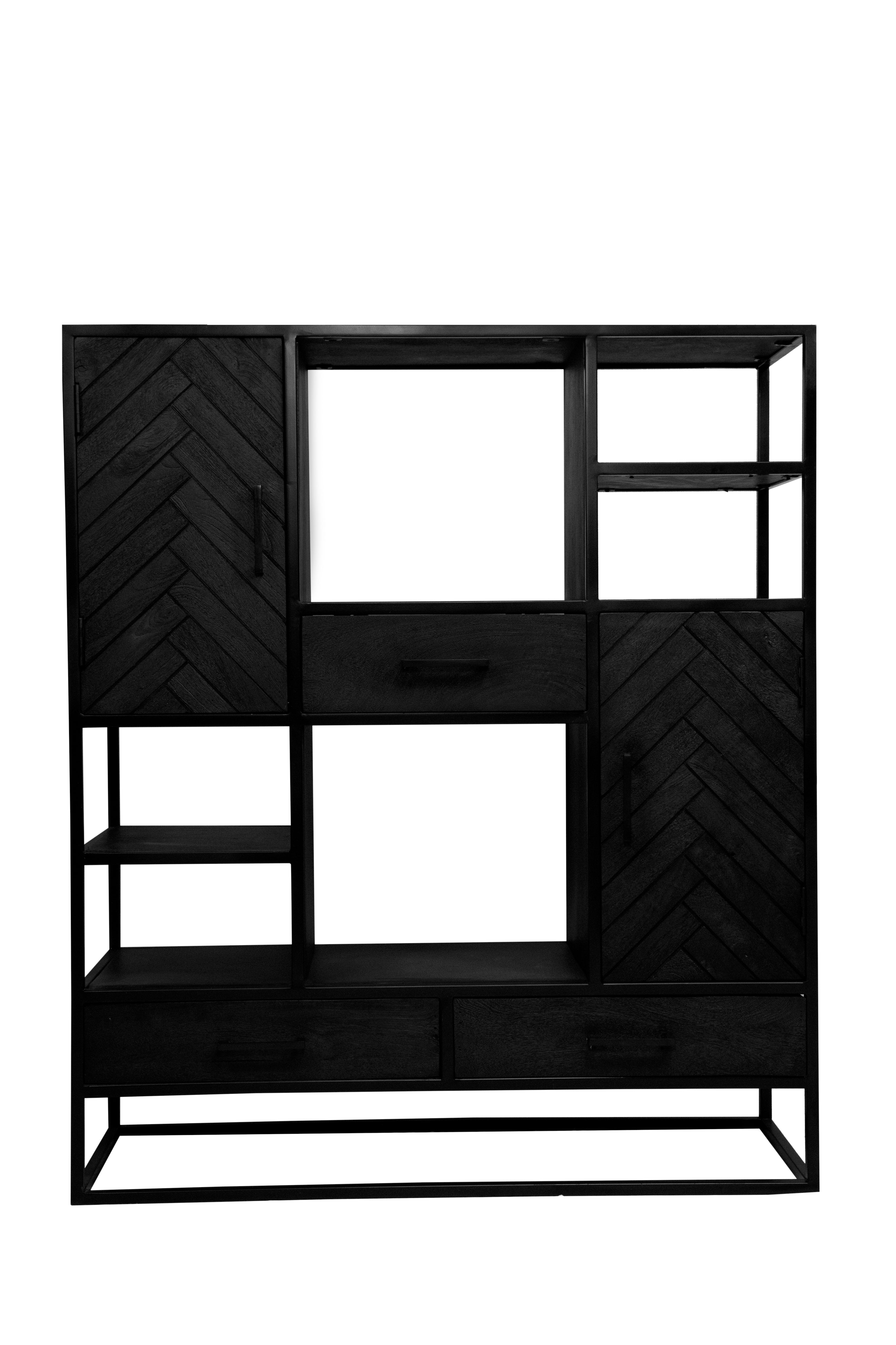 Mangohouten Vakkenkast Kjeld 120 cm Zwart
