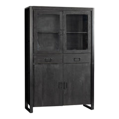 Mangohouten Vitrinekast Kensi 115 cm Zwart