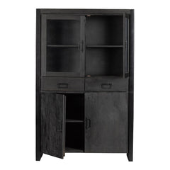 Mangohouten Vitrinekast Kensi 115 cm Zwart