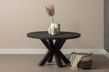 Mangohouten Eettafel Rond Tara 130 cm Zwart (5cm)