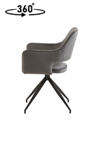 draaibare stoel van grijs fluweel met open rug