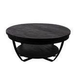Mangohouten Salontafel Maeve Rond 65 cm Zwart